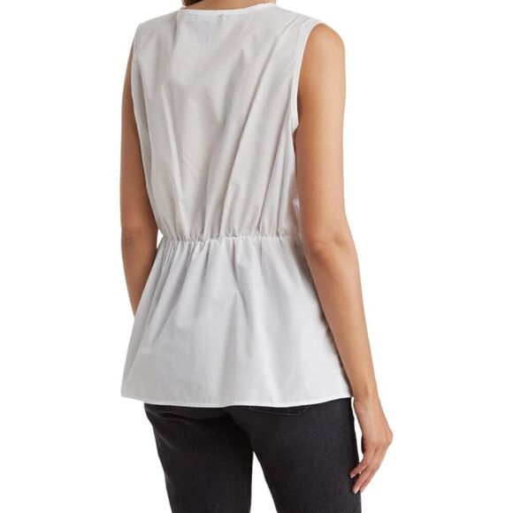 Ellen Tracy Sleeveless Faux Wrap Peplum Top Size Small - Picture 2 of 5